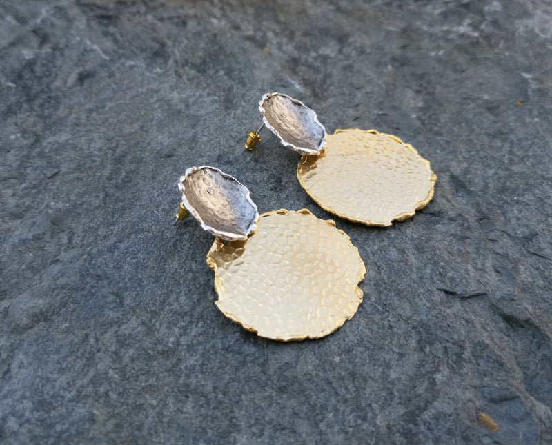 Earrings Gold and Antique Silver Plated Brass  SR159