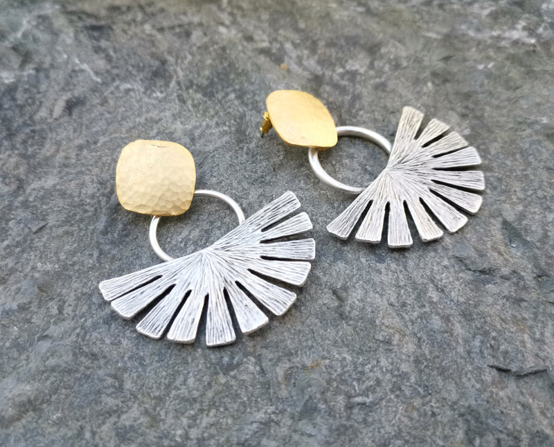 Earrings Gold and Antique Silver Plated Brass  SR160