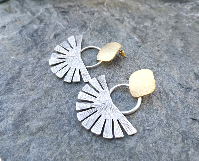 Earrings Gold and Antique Silver Plated Brass  SR160