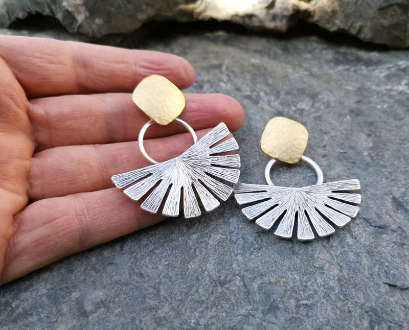 Earrings Gold and Antique Silver Plated Brass  SR160