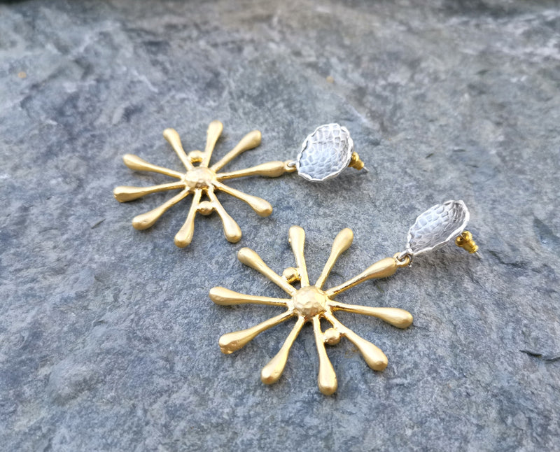 Earrings Gold and Antique Silver Plated Brass  SR161