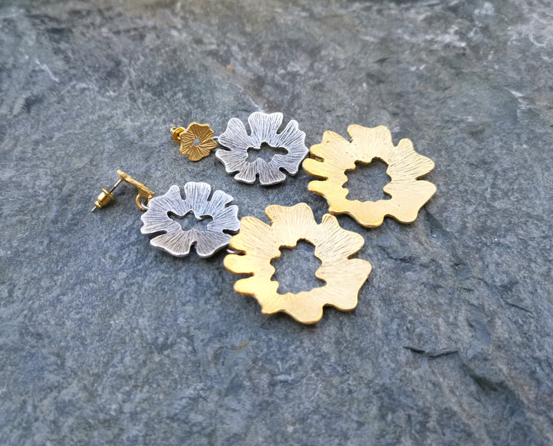 Earrings Gold and Antique Silver Plated Brass  SR162