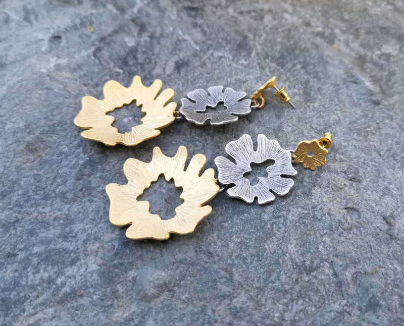 Earrings Gold and Antique Silver Plated Brass  SR162