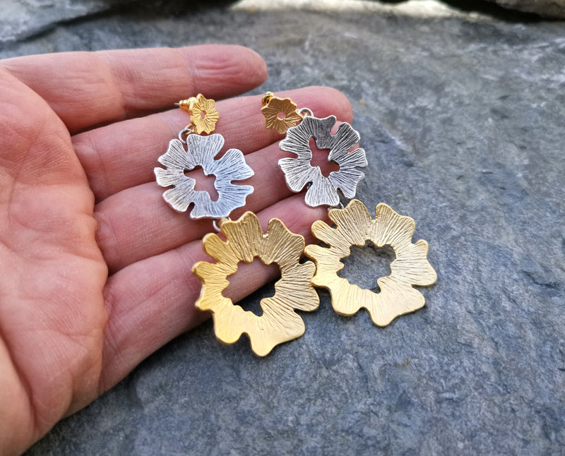 Earrings Gold and Antique Silver Plated Brass  SR162