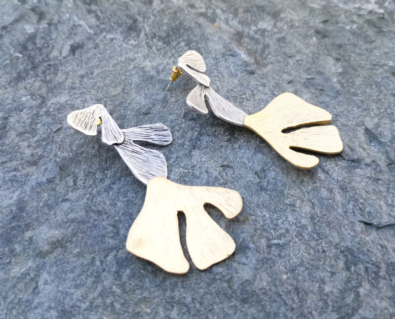 Earrings Gold and Antique Silver Plated Brass  SR164