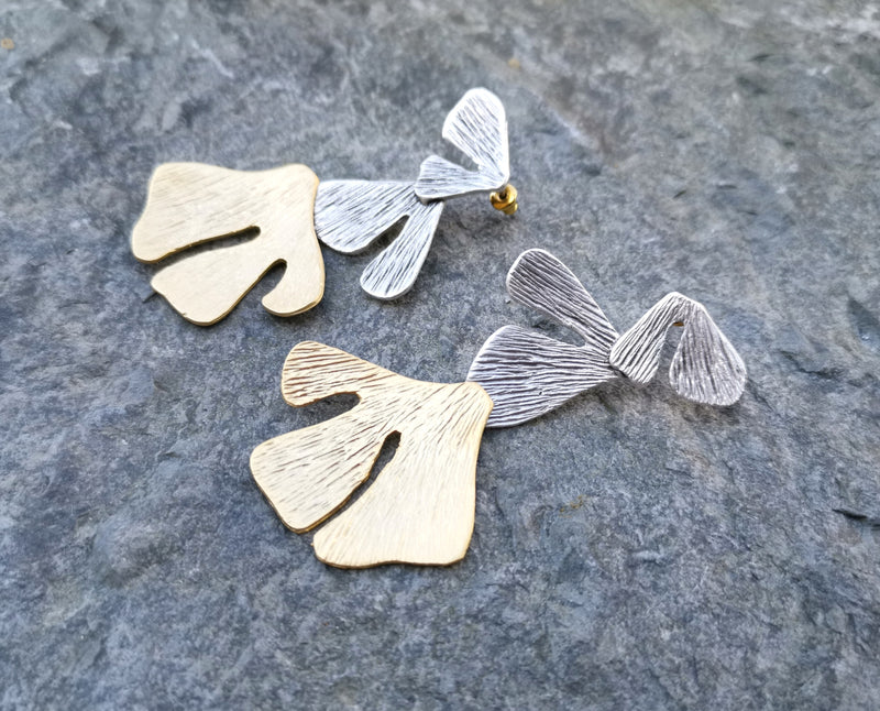 Earrings Gold and Antique Silver Plated Brass  SR164