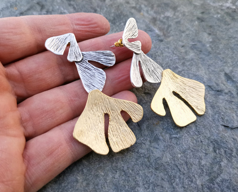 Earrings Gold and Antique Silver Plated Brass  SR164