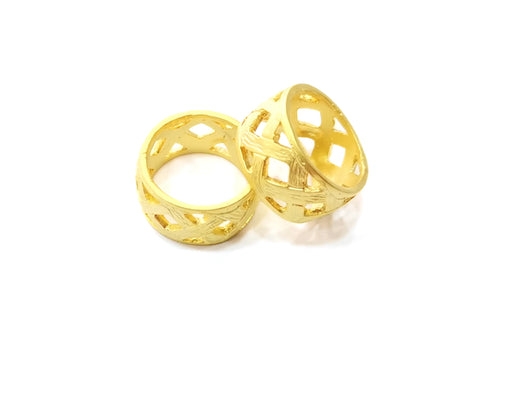 Knuckle Ring, Striped Ring Gold Plated Brass 15mm Inner "US 4"  SR303