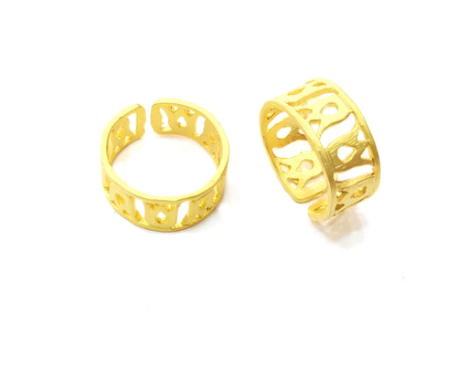 Knuckle Ring, Flower Shape Ring Gold Plated Brass Adjustable SR304