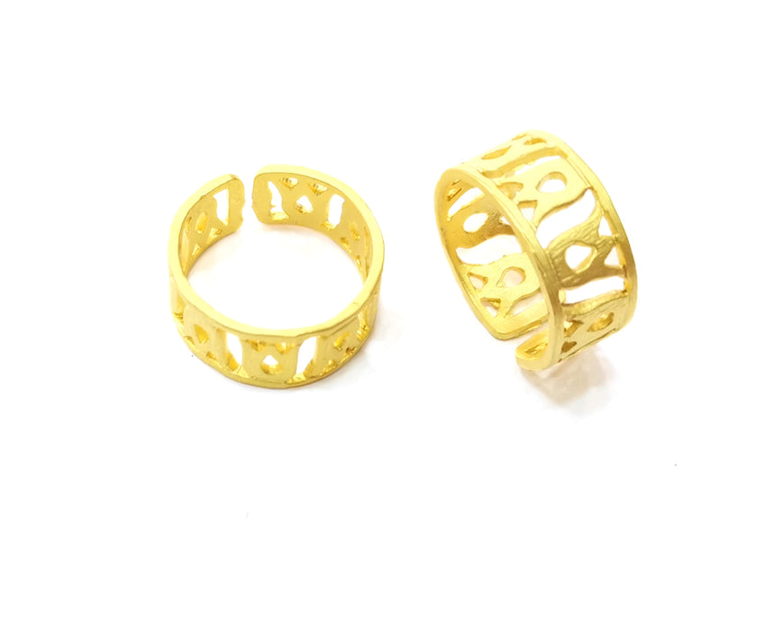 Knuckle Ring, Flower Shape Ring Gold Plated Brass Adjustable SR304