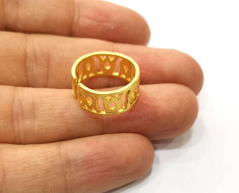 Knuckle Ring, Flower Shape Ring Gold Plated Brass Adjustable SR304