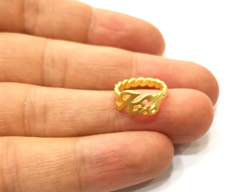 Knuckle Ring, "Kiss" Gold Plated Brass  15mm Inner "US 4" SR312