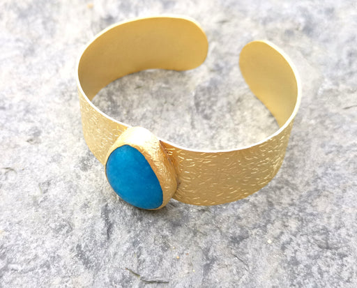 Bracelet with Blue Stone Gold Plated Brass Adjustable SR316