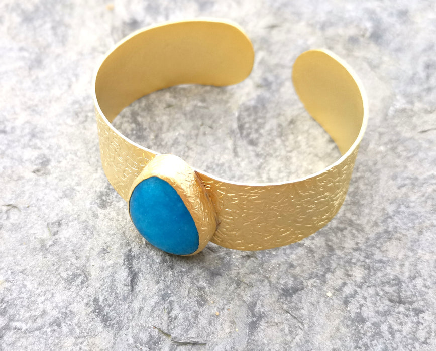 Bracelet with Blue Stone Gold Plated Brass Adjustable SR316