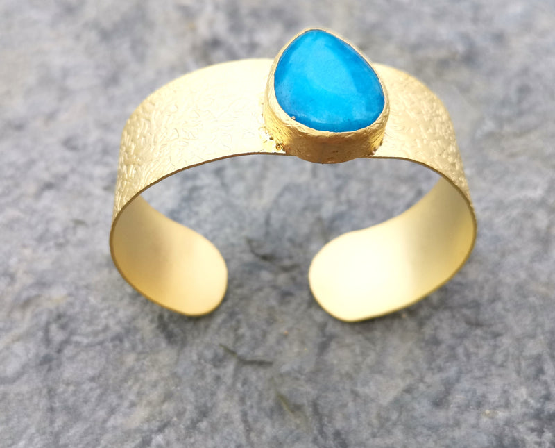 Bracelet with Blue Stone Gold Plated Brass Adjustable SR316