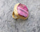 Ring with Fuchsia Blush Agate Gemstone Stone Gold Plated Brass Adjustable  SR328