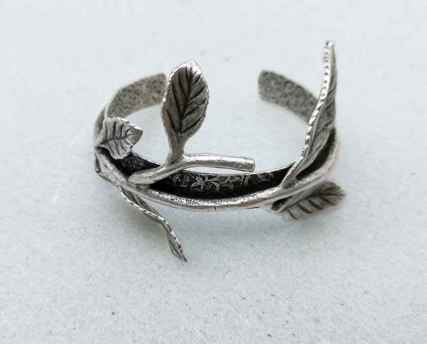 Leafy Branch Bracelet Antique Silver Plated Brass Adjustable SR330