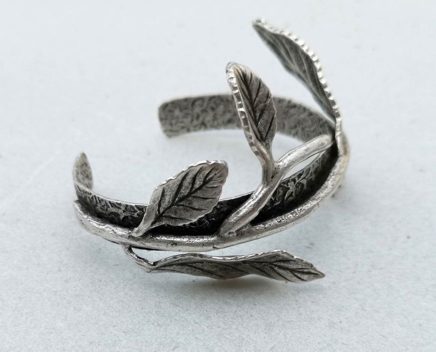 Leafy Branch Bracelet Antique Silver Plated Brass Adjustable SR330