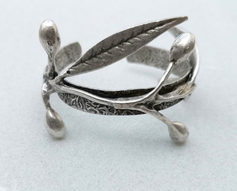 Leafy Branch Bracelet Antique Silver Plated Brass Adjustable SR331