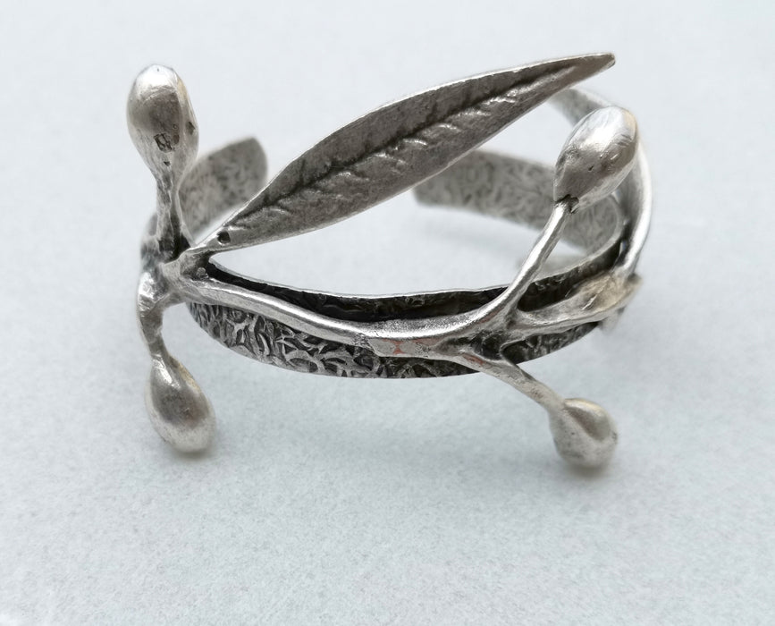 Leafy Branch Bracelet Antique Silver Plated Brass Adjustable SR331