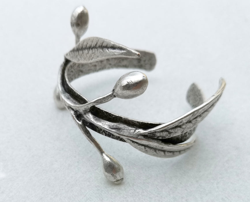 Leafy Branch Bracelet Antique Silver Plated Brass Adjustable SR331