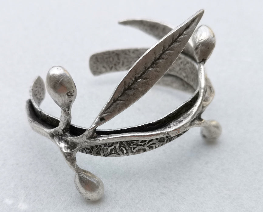 Leafy Branch Bracelet Antique Silver Plated Brass Adjustable SR331