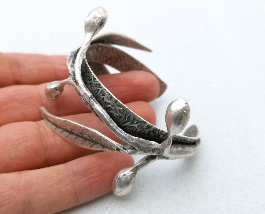 Leafy Branch Bracelet Antique Silver Plated Brass Adjustable SR331