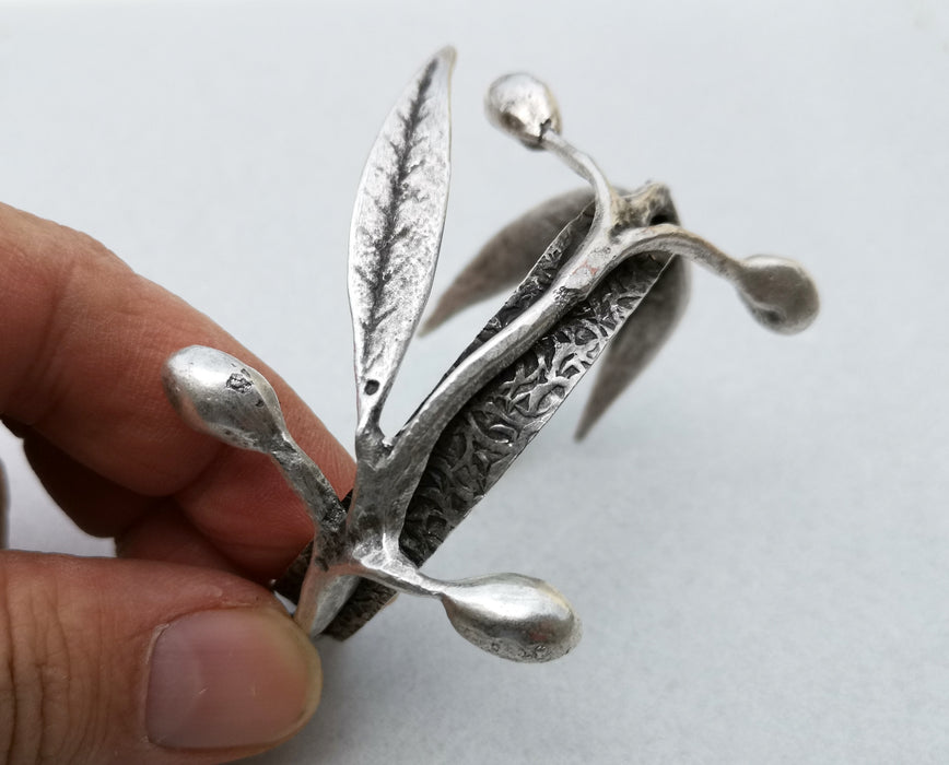 Leafy Branch Bracelet Antique Silver Plated Brass Adjustable SR331