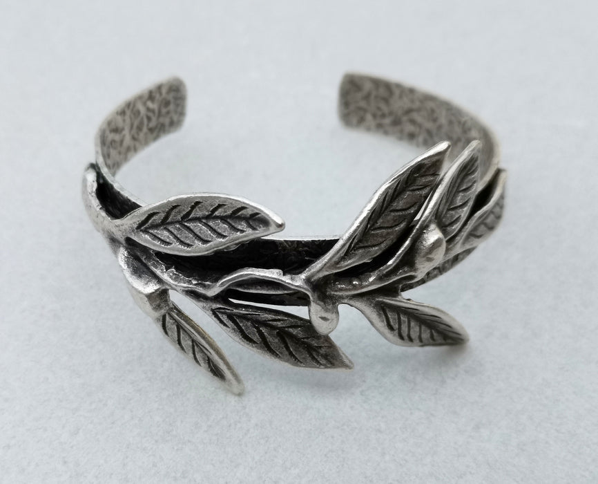 Leafy Branch Bracelet Antique Silver Plated Brass Adjustable SR332