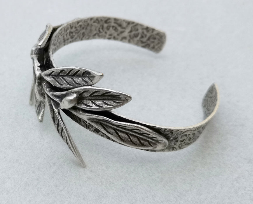 Leafy Branch Bracelet Antique Silver Plated Brass Adjustable SR332