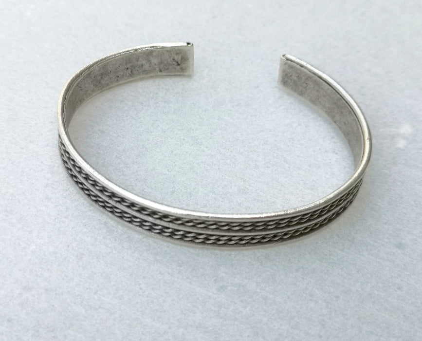 Stripe Bracelet Antique Silver Plated Brass Adjustable SR338