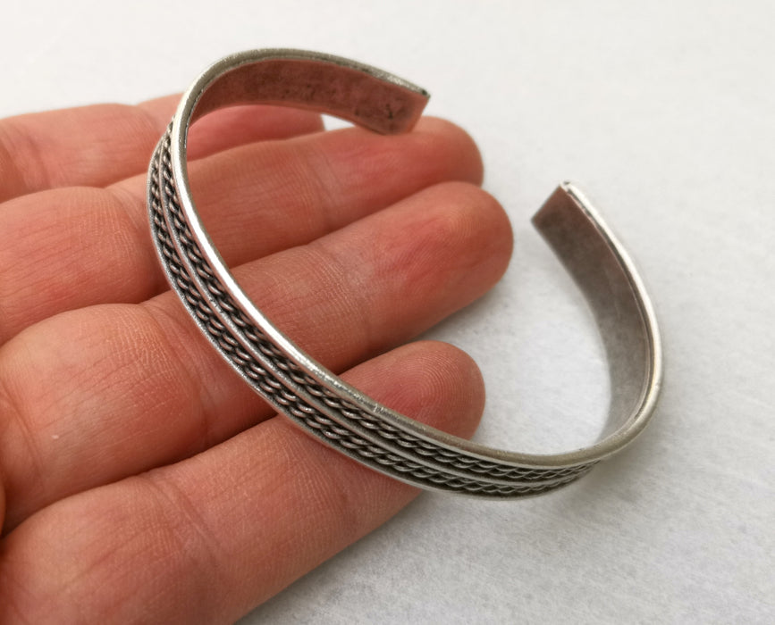 Stripe Bracelet Antique Silver Plated Brass Adjustable SR338