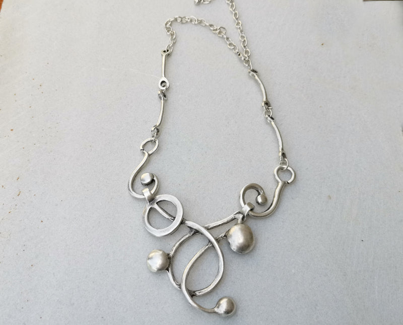 Necklace Antique Silver Plated Metal Adjustable SR345