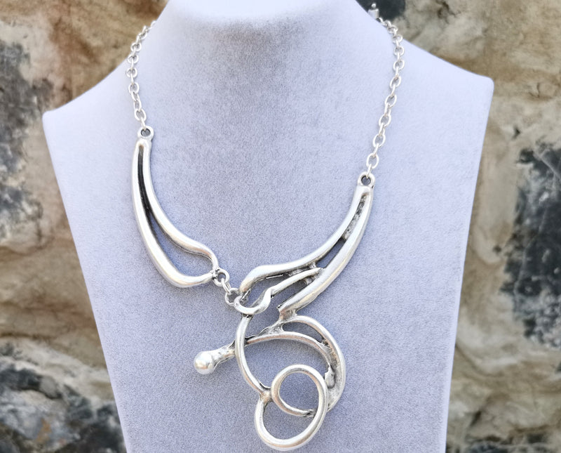 Necklace Antique Silver Plated Metal Adjustable SR351