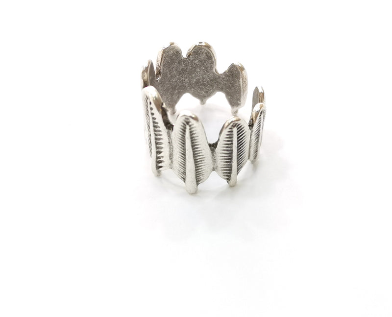 Feathers Ring Antique Silver Plated Brass Adjustable SR397