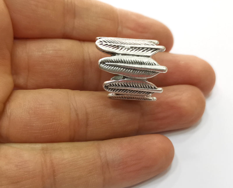 Feathers Ring Antique Silver Plated Brass Adjustable SR397