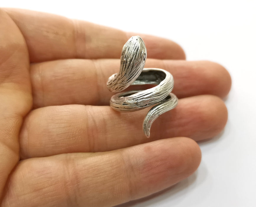 Snake Ring Antique Silver Plated Brass Adjustable SR400