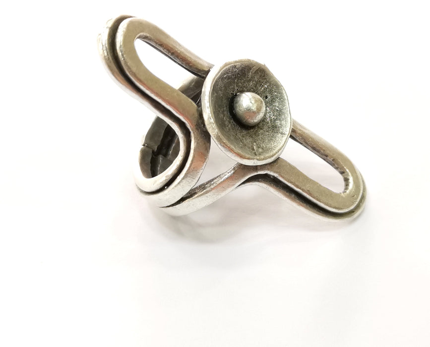 Ring Antique Silver Plated Brass Adjustable SR408