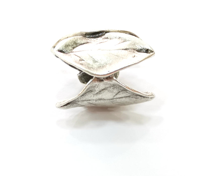 Leaves Ring Antique Silver Plated Brass Adjustable SR412