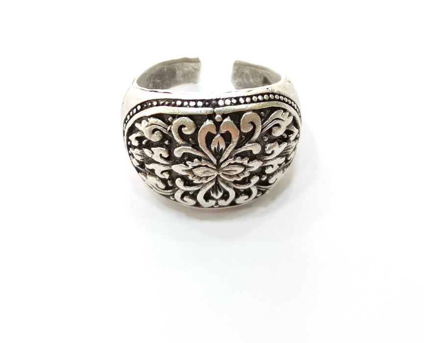 Ring Antique Silver Plated Brass Adjustable SR414