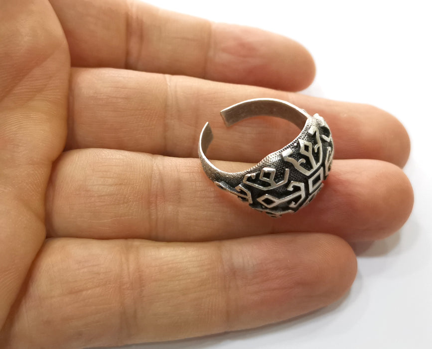 Ring Antique Silver Plated Brass Adjustable SR420