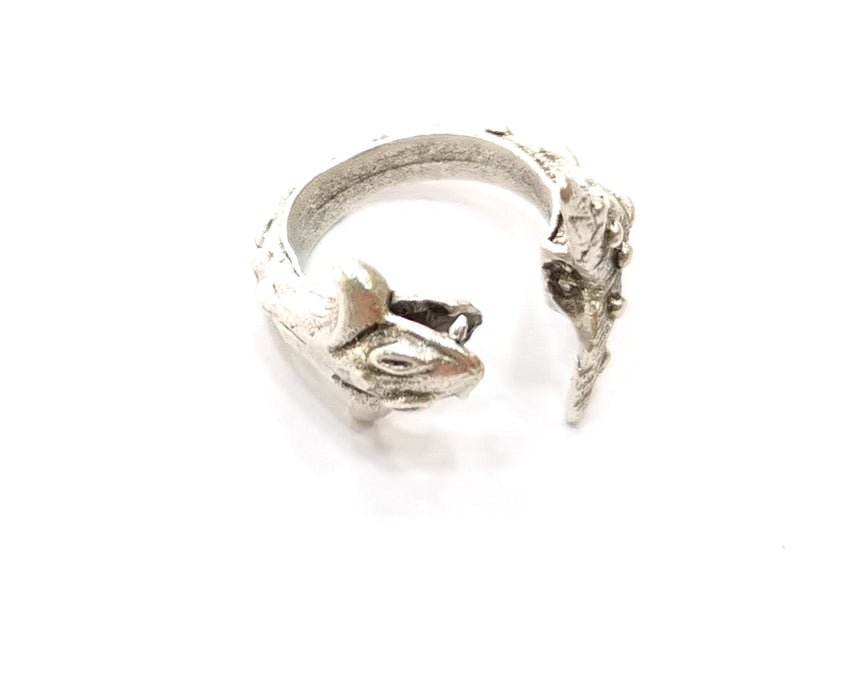 Ring Antique Silver Plated Brass Adjustable SR423