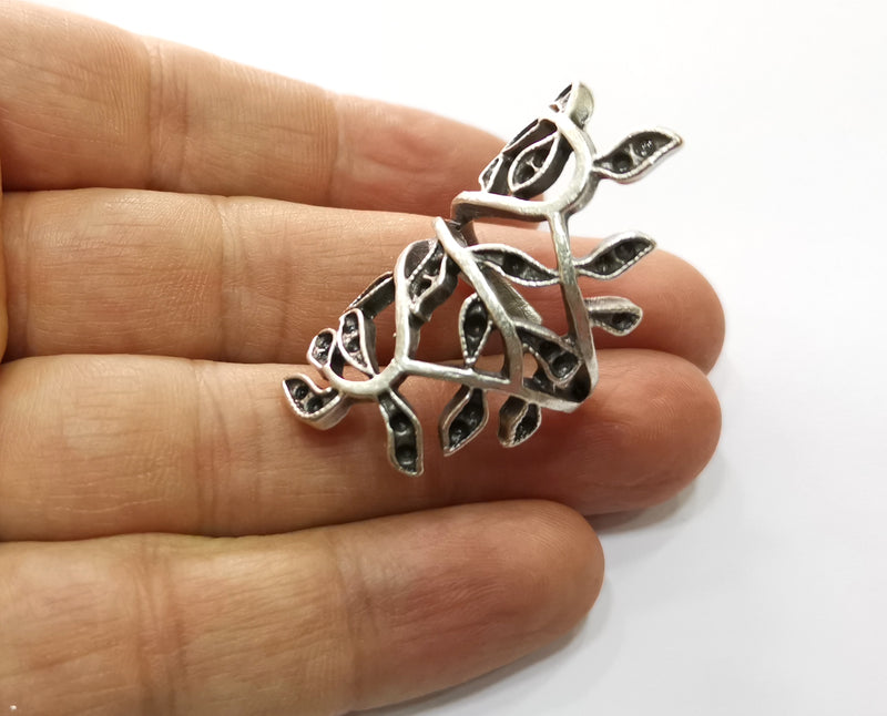 Leaves on a Branch Ring Antique Silver Plated Brass Adjustable SR427
