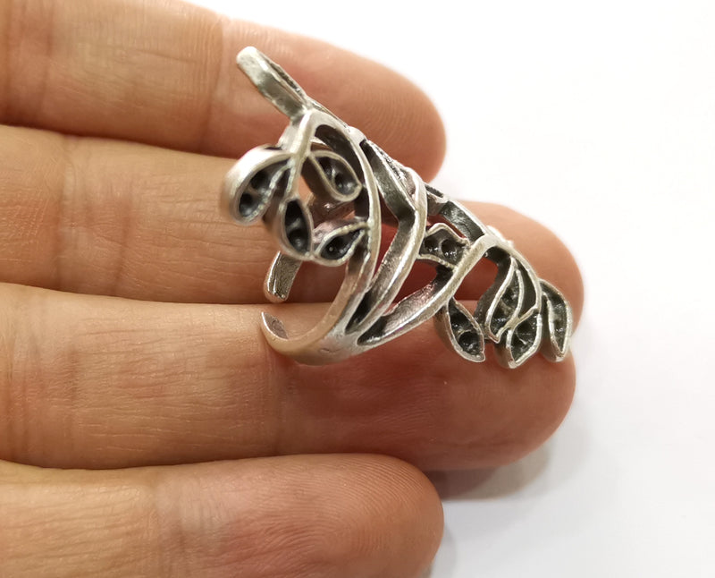 Leaves on a Branch Ring Antique Silver Plated Brass Adjustable SR427