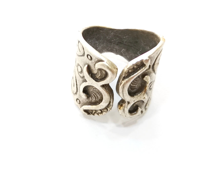 Ring Antique Silver Plated Brass Adjustable SR429