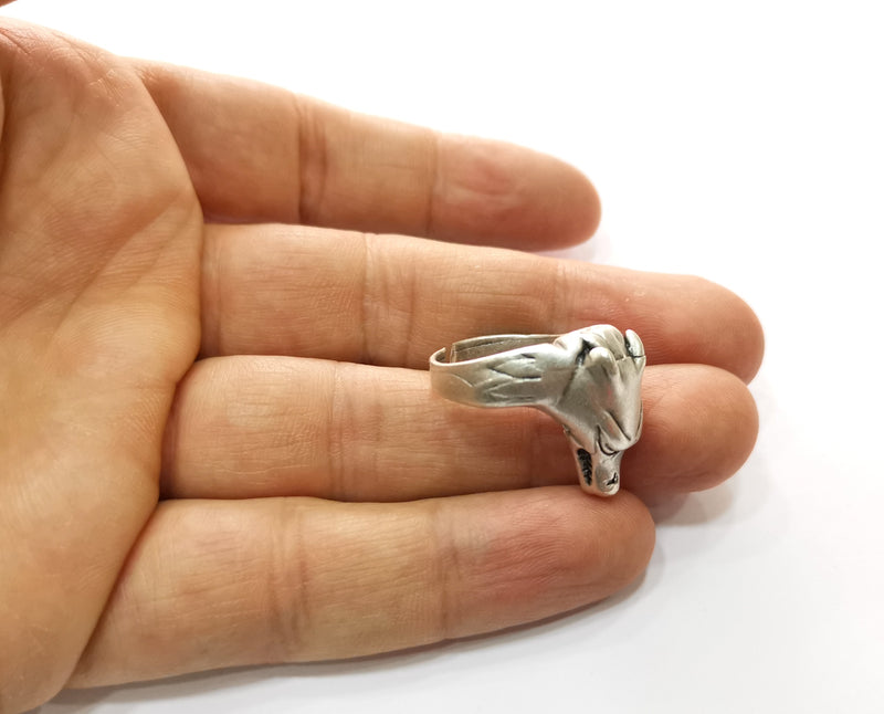 Animal Ring Antique Silver Plated Brass Adjustable SR431