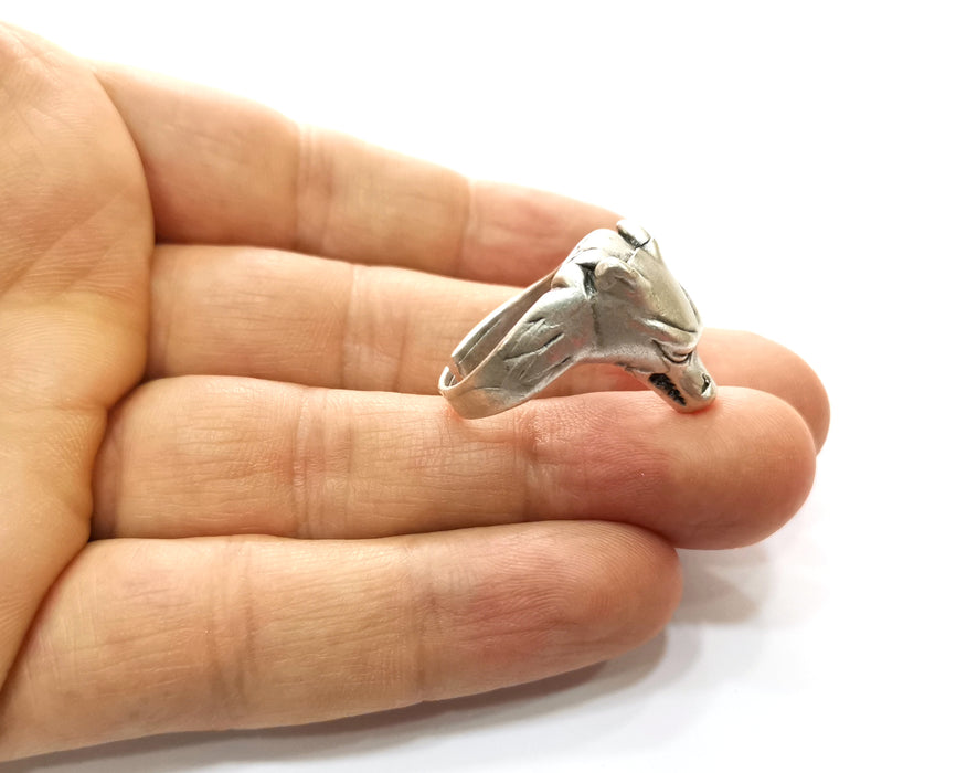 Animal Ring Antique Silver Plated Brass Adjustable SR431