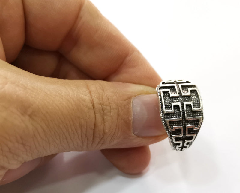 Ring Antique Silver Plated Brass Adjustable SR436