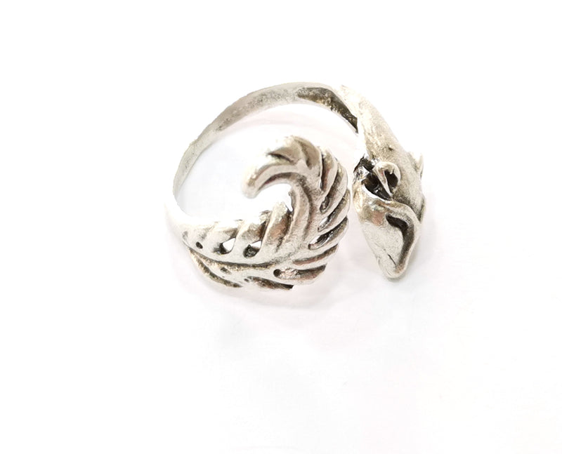 Fox Ring Antique Silver Plated Brass Adjustable SR439