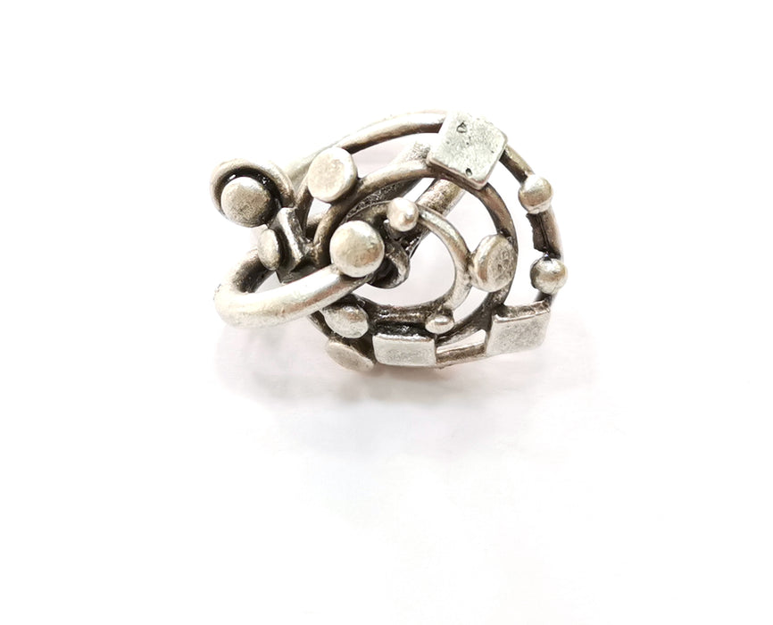 Ring Antique Silver Plated Brass Adjustable SR441